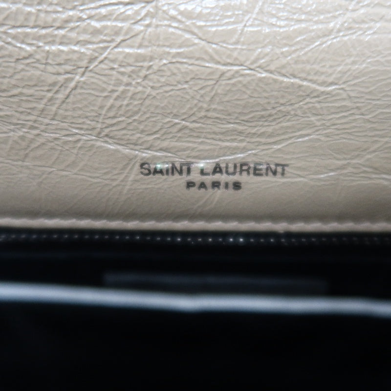 YVES SAINT LAURENT NIKI Shoulder Bag Beige Dark Silver-Tone Hardware