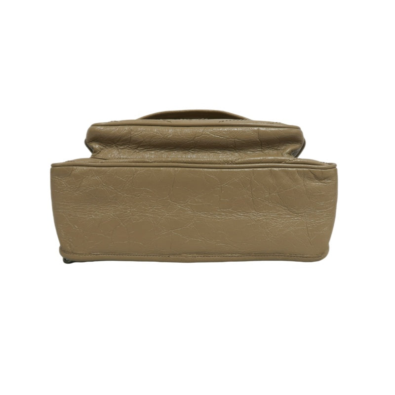 YVES SAINT LAURENT NIKI Shoulder Bag Beige Dark Silver-Tone Hardware