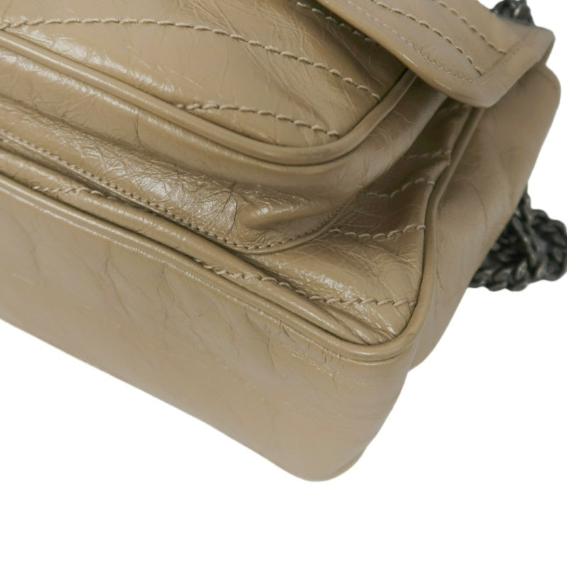 YVES SAINT LAURENT NIKI Shoulder Bag Beige Dark Silver-Tone Hardware