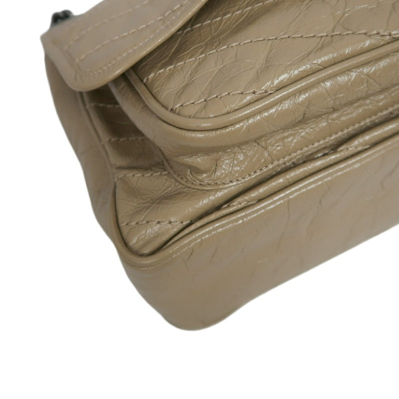 YVES SAINT LAURENT NIKI Shoulder Bag Beige Dark Silver-Tone Hardware
