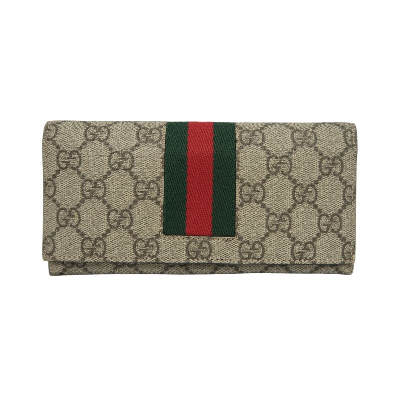 GUCCI GG Supreme GG Canvas Long Wallet Brown