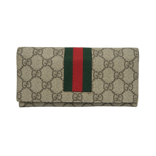 GUCCI GG Supreme GG Canvas Long Wallet Brown