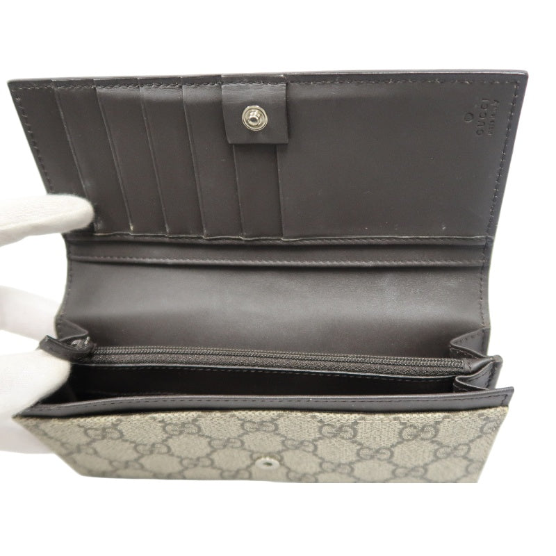 GUCCI GG Supreme GG Canvas Long Wallet Brown