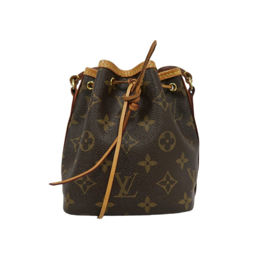 LOUIS VUITTON Nano Noe Monogram PVC Drawstring Shoulder Bag Brown