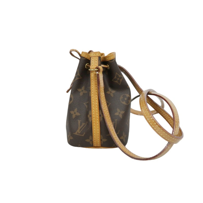 LOUIS VUITTON Nano Noe Monogram PVC Drawstring Shoulder Bag Brown