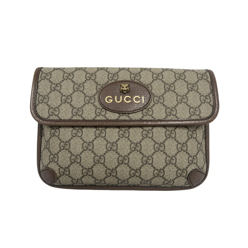 GUCCI GG Supreme PVC Camera Crossbody Bag Brown