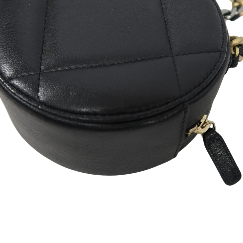 CHANEL Matelasse Caviar Leather Mini Shoulder Bag Black Gold-Tone Hardware