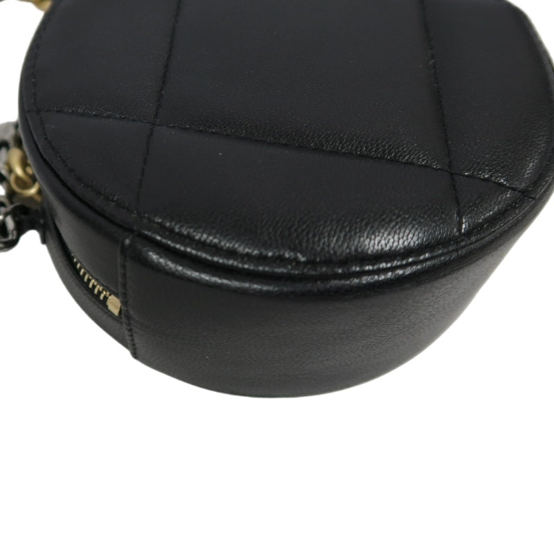 CHANEL Matelasse Caviar Leather Mini Shoulder Bag Black Gold-Tone Hardware