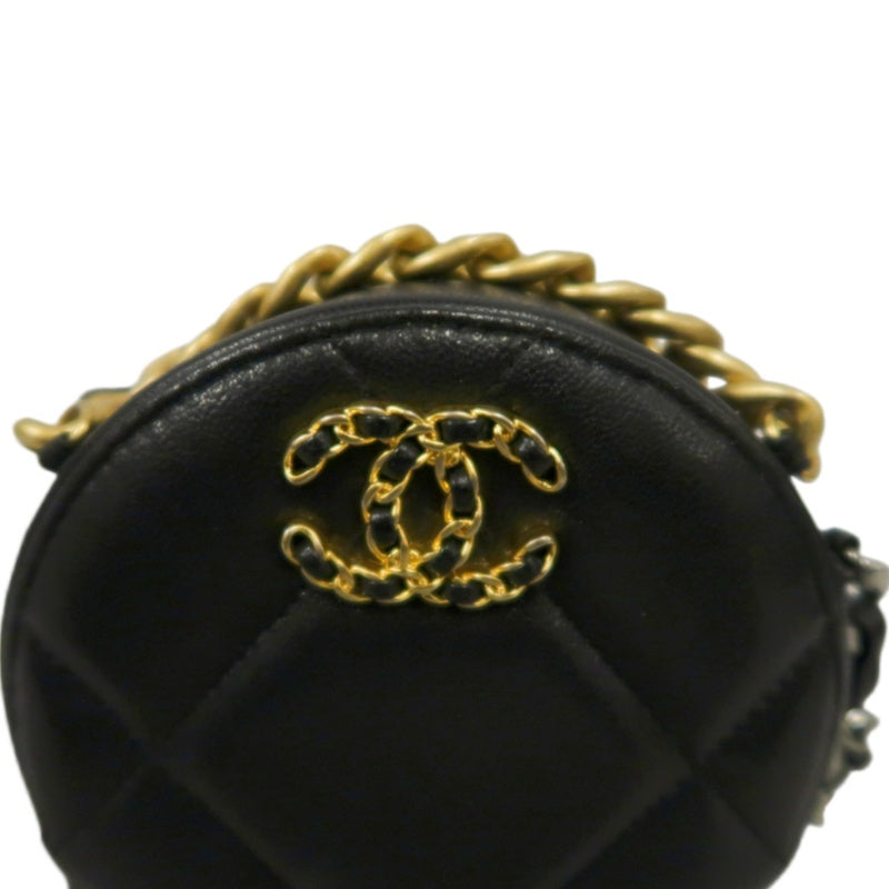 CHANEL Matelasse Caviar Leather Mini Shoulder Bag Black Gold-Tone Hardware