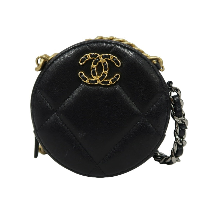 CHANEL Matelasse Caviar Leather Mini Shoulder Bag Black Gold-Tone Hardware