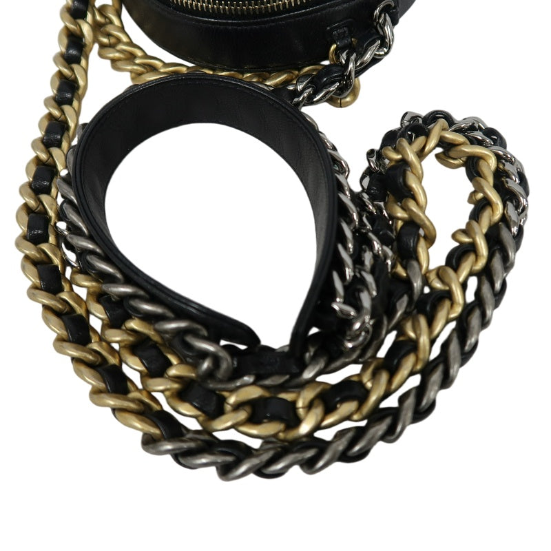 CHANEL Matelasse Caviar Leather Mini Shoulder Bag Black Gold-Tone Hardware