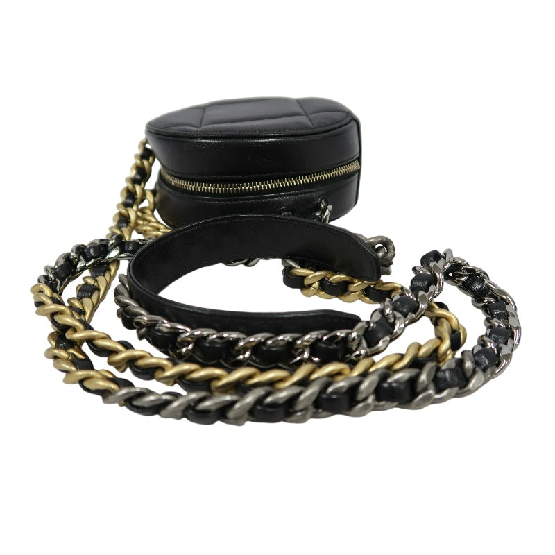 CHANEL Matelasse Caviar Leather Mini Shoulder Bag Black Gold-Tone Hardware