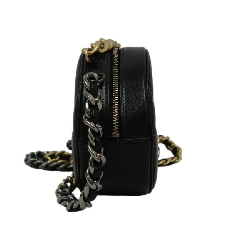 CHANEL Matelasse Caviar Leather Mini Shoulder Bag Black Gold-Tone Hardware