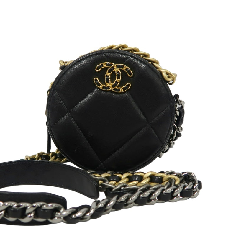 CHANEL Matelasse Caviar Leather Mini Shoulder Bag Black Gold-Tone Hardware