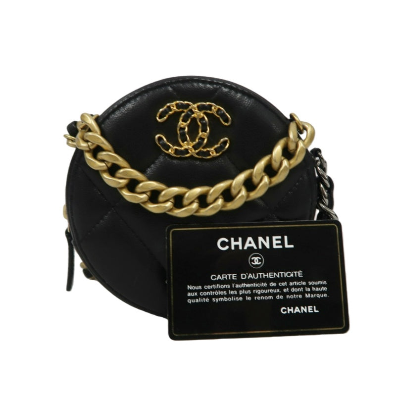 CHANEL Matelasse Caviar Leather Mini Shoulder Bag Black Gold-Tone Hardware