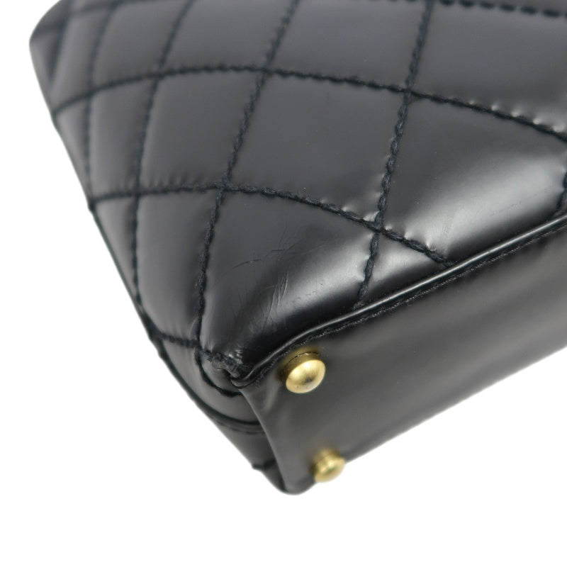 CHANEL Matelassé Lambskin Tote Shoulder Bag Black Gold-Tone Hardware