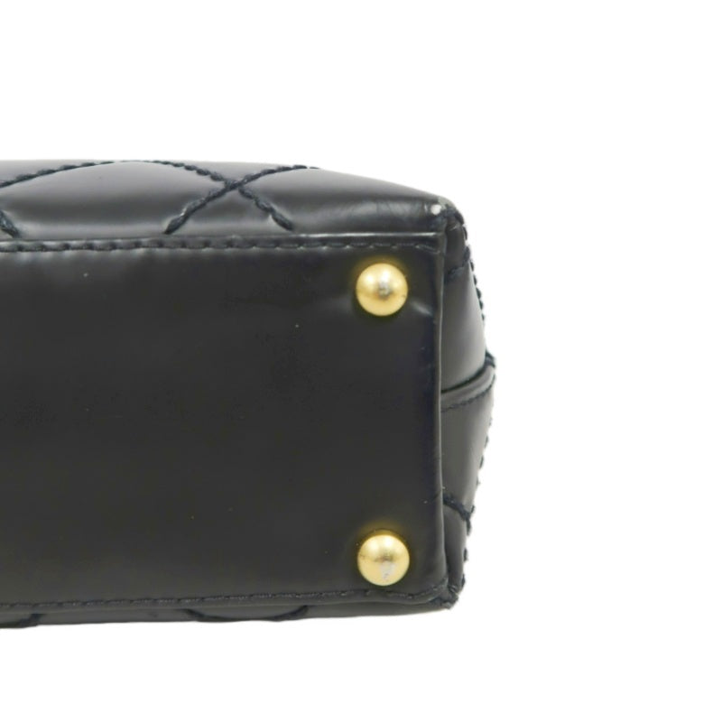 CHANEL Matelassé Lambskin Tote Shoulder Bag Black Gold-Tone Hardware
