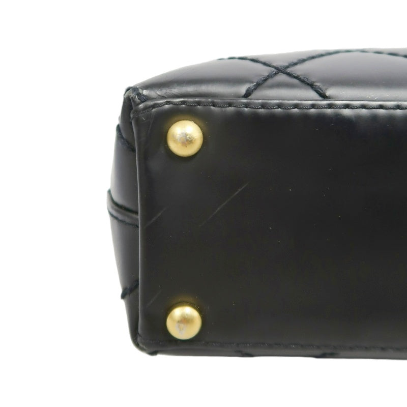 CHANEL Matelassé Lambskin Tote Shoulder Bag Black Gold-Tone Hardware