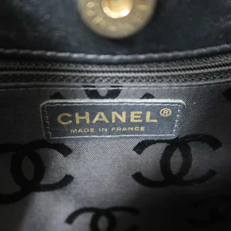 CHANEL Matelassé Lambskin Tote Shoulder Bag Black Gold-Tone Hardware