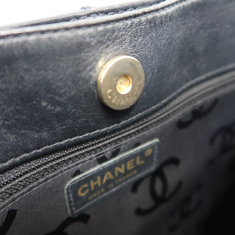 CHANEL Matelassé Lambskin Tote Shoulder Bag Black Gold-Tone Hardware