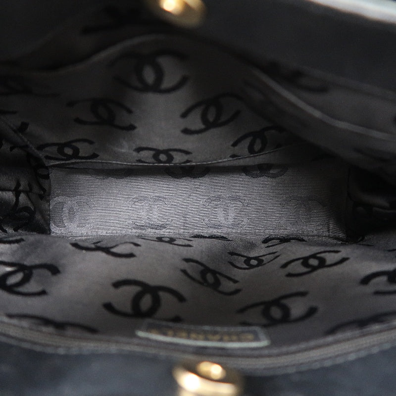 CHANEL Matelassé Lambskin Tote Shoulder Bag Black Gold-Tone Hardware