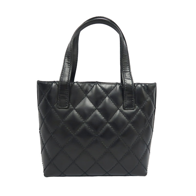 CHANEL Matelassé Lambskin Tote Shoulder Bag Black Gold-Tone Hardware