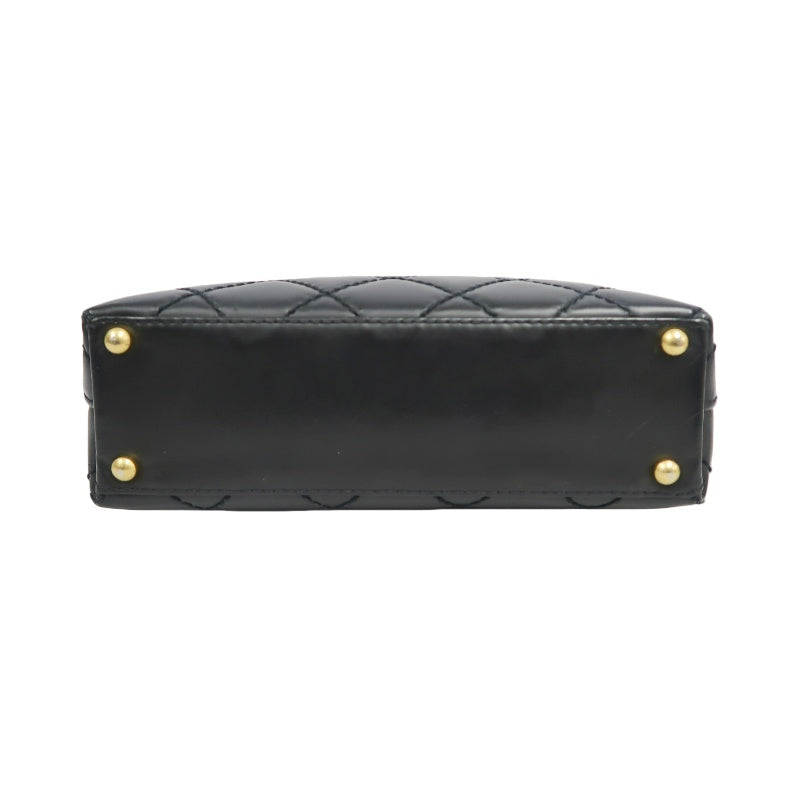 CHANEL Matelassé Lambskin Tote Shoulder Bag Black Gold-Tone Hardware