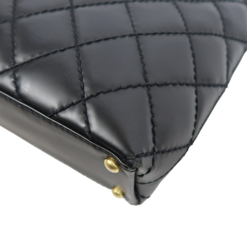 CHANEL Matelassé Lambskin Tote Shoulder Bag Black Gold-Tone Hardware
