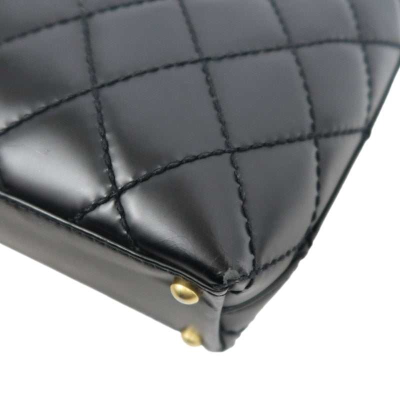 CHANEL Matelassé Lambskin Tote Shoulder Bag Black Gold-Tone Hardware