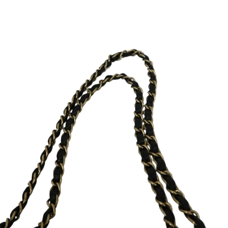 CHANEL Lambskin Shoulder Bag Black Gold-Tone Hardware