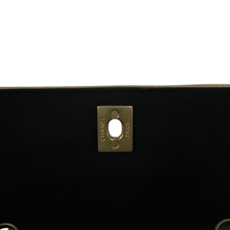 CHANEL Lambskin Shoulder Bag Black Gold-Tone Hardware