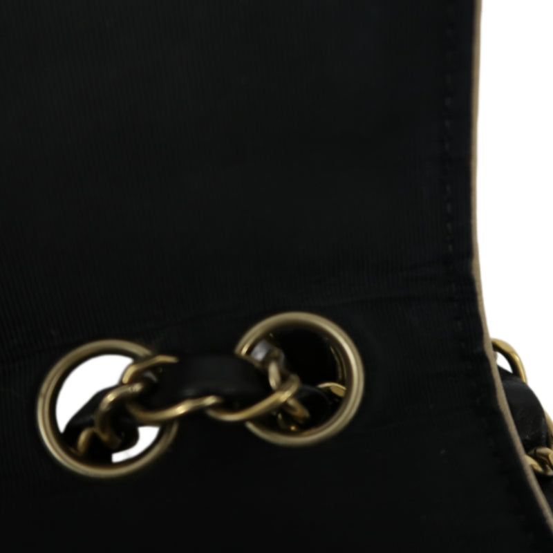 CHANEL Lambskin Shoulder Bag Black Gold-Tone Hardware