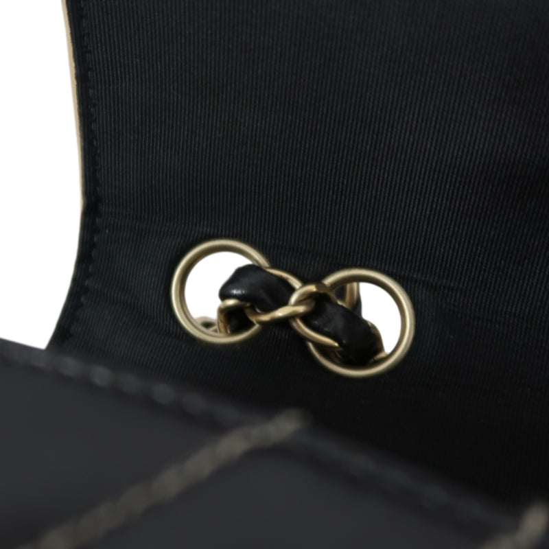 CHANEL Lambskin Shoulder Bag Black Gold-Tone Hardware