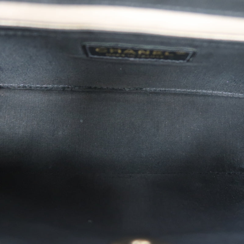 CHANEL Lambskin Shoulder Bag Black Gold-Tone Hardware