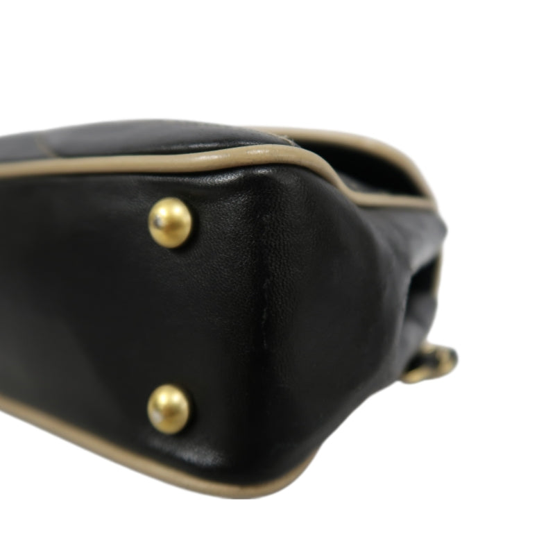 CHANEL Lambskin Shoulder Bag Black Gold-Tone Hardware
