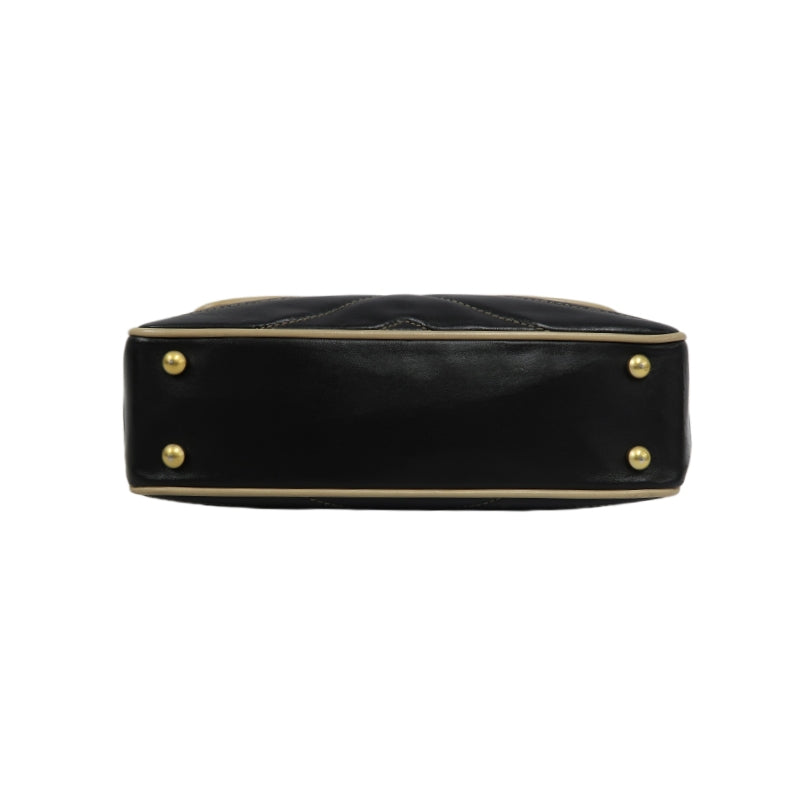 CHANEL Lambskin Shoulder Bag Black Gold-Tone Hardware