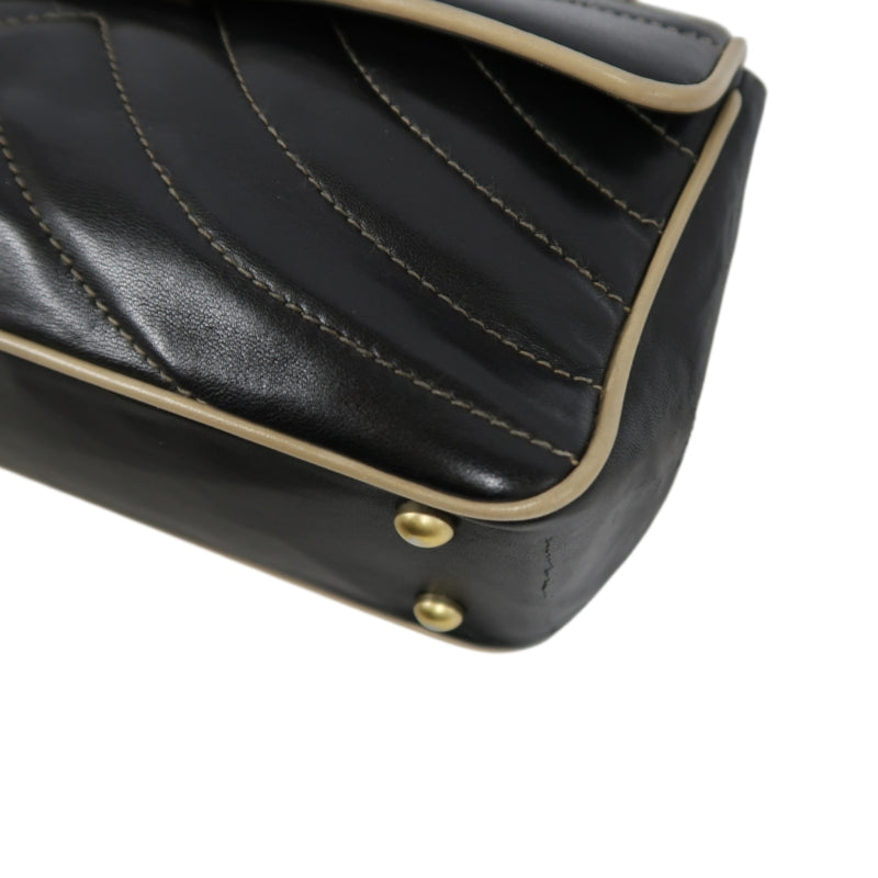 CHANEL Lambskin Shoulder Bag Black Gold-Tone Hardware