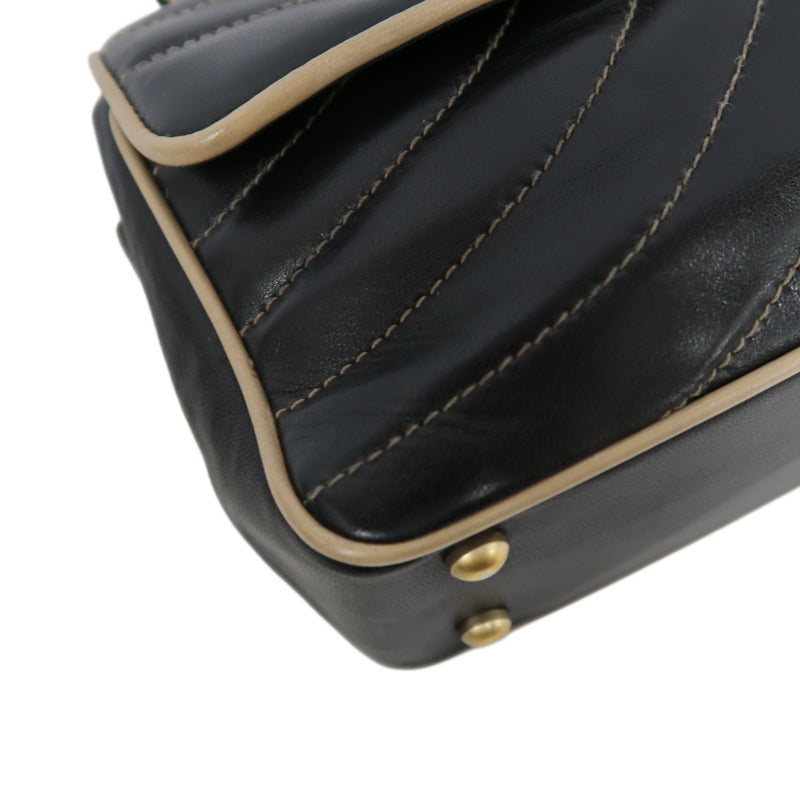 CHANEL Lambskin Shoulder Bag Black Gold-Tone Hardware