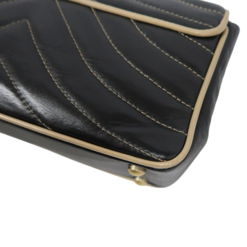 CHANEL Lambskin Shoulder Bag Black Gold-Tone Hardware