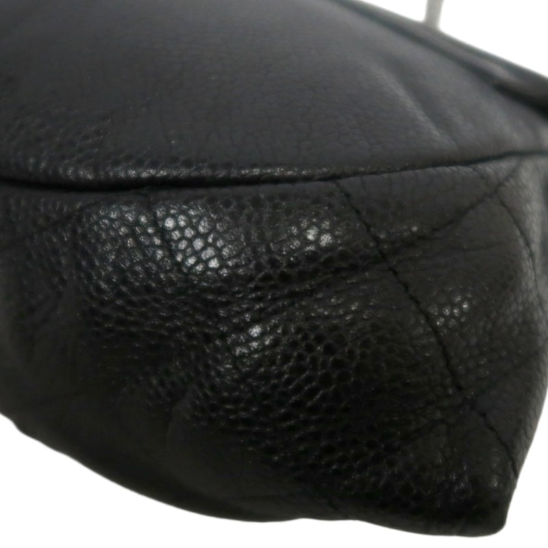 CHANEL Coco Mark Caviar Leather Shoulder Bag Black Silver-Tone Hardware