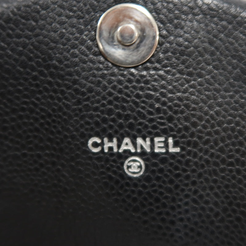 CHANEL Coco Mark Caviar Leather Shoulder Bag Black Silver-Tone Hardware