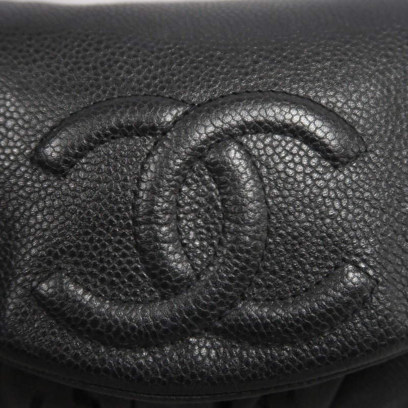 CHANEL Coco Mark Caviar Leather Shoulder Bag Black Silver-Tone Hardware