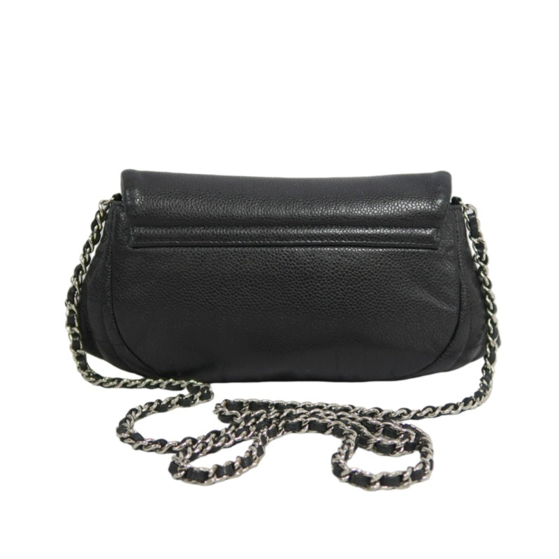 CHANEL Coco Mark Caviar Leather Shoulder Bag Black Silver-Tone Hardware
