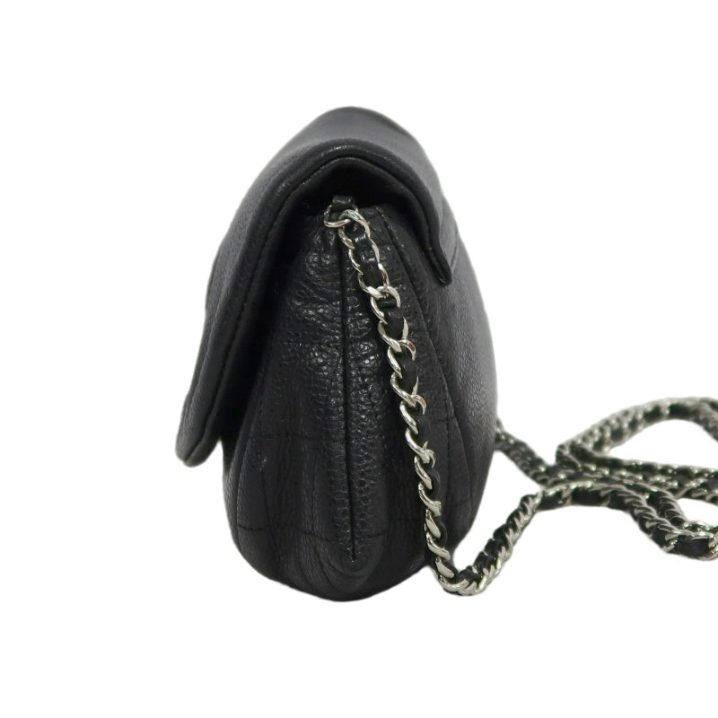 CHANEL Coco Mark Caviar Leather Shoulder Bag Black Silver-Tone Hardware
