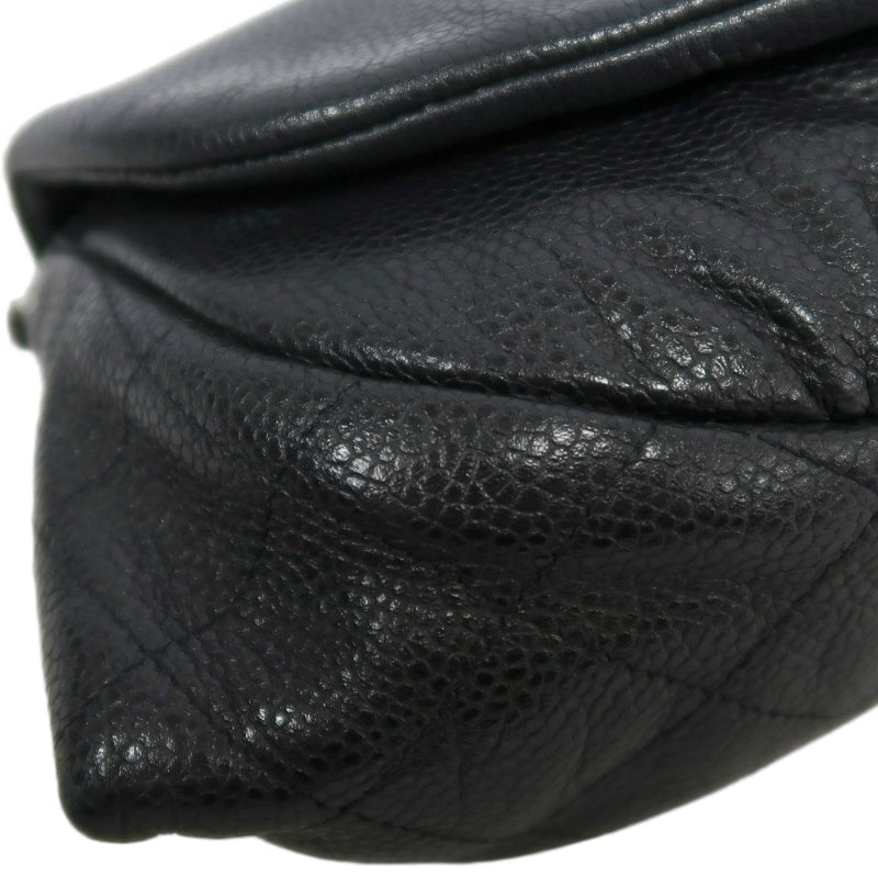 CHANEL Coco Mark Caviar Leather Shoulder Bag Black Silver-Tone Hardware