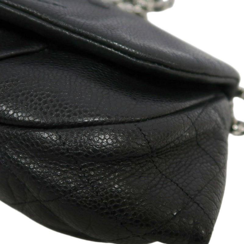 CHANEL Coco Mark Caviar Leather Shoulder Bag Black Silver-Tone Hardware
