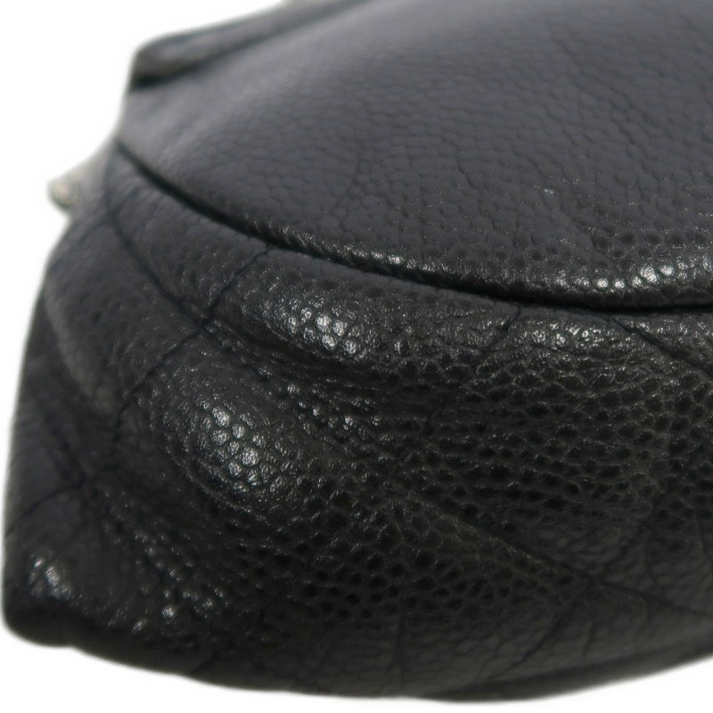 CHANEL Coco Mark Caviar Leather Shoulder Bag Black Silver-Tone Hardware