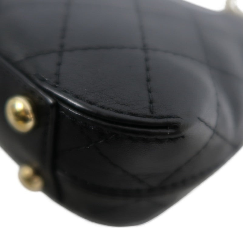 CHANEL Matelassé Caviar Leather Shoulder Bag Black Gold-Tone Hardware