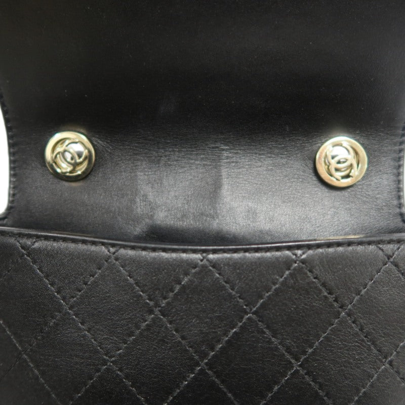 CHANEL Matelassé Caviar Leather Shoulder Bag Black Gold-Tone Hardware
