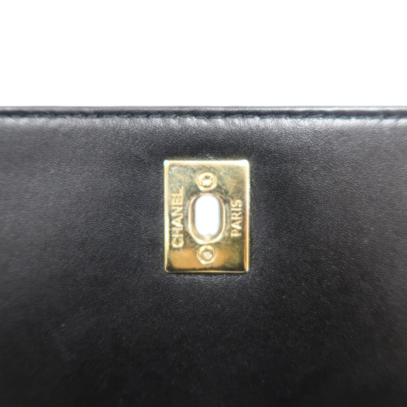 CHANEL Matelassé Caviar Leather Shoulder Bag Black Gold-Tone Hardware